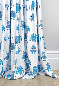 Robo Town, Bot Blue - Made to Measure Curtains
